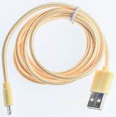 Кабель для Xiaomi, Prolike USB - 8 pin нейлоновая оплетка, 1,2 м, желтый - фото